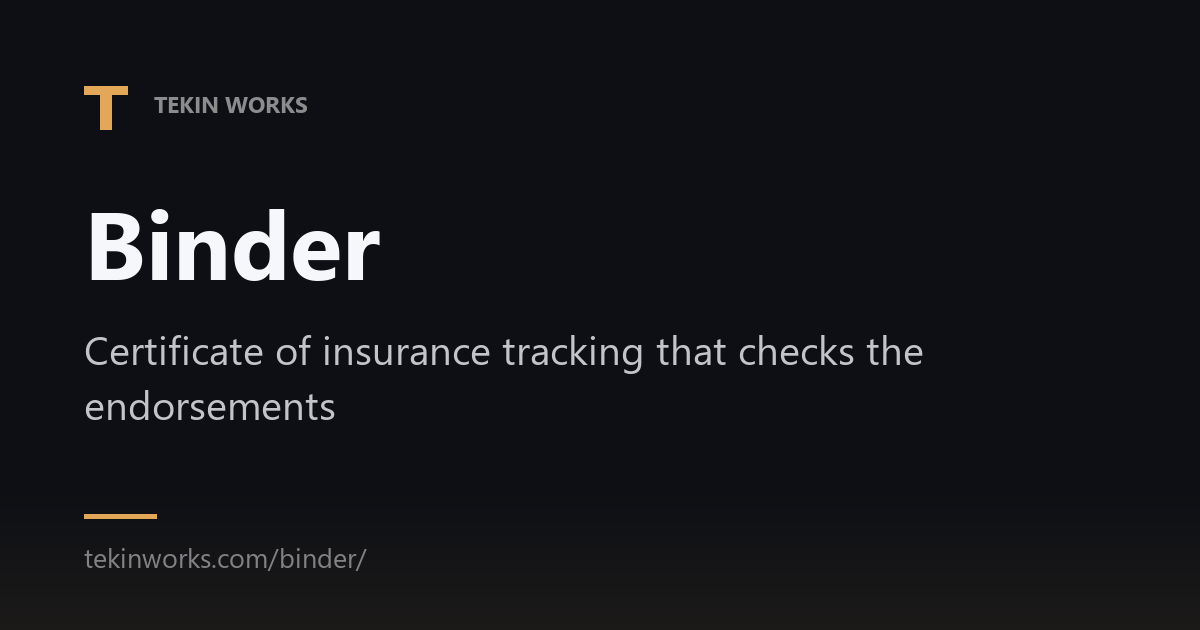 Binder — Vendor COI Compliance